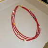 Colar em Corrente Camada Quadrada com Contas Europeu e Americano Cruzado Corrente de Clavícula Cool e Simples Acessórios de Colar Versáteis de Luxo Leve Venda por Atacado