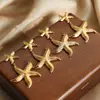 Novos brincos de design de nicho para mulheres, de alta qualidade, moda, personalidade, costura de estrela-do-mar, aço titânio banhado a ouro 18K, transfronteiriços