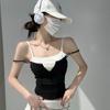 Moda Estilo Americano Color-Blocking Falso Duas Peças Camisola Estilo Garota Popular Emagrecedor Com Bojo Fixo Costas Bonitas Integradas Lingerie