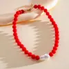 Collar de Cadena de Acrílico con Perlas Dopamina Europeo y Americano, Cadena para Clavícula Dulce y Única a la Moda, Joyería de Nicho de Alta Gama para Mujeres