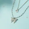 Collar de luna con temperamento y sentido del diseño turquesa transfronterizo, simple, estilo ins, mariposa, cornamenta, pedrería, cadena para clavícula, joyería