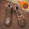 Botas de Nieve de Invierno de Caña Alta para Hombre con Forro de Felpa, Engrosadas para Calidez, Hechas de Algodón del Noreste, Piel y Piel Integradas, Botas de Algodón Impermeables y Antideslizantes