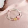 Pulsera China Nueva Morado Demasiado Verde Esmeralda Fantasma Oro Seda Jade Cristal Rosa Pulsera de Doble Círculo Novia Cristal Rosa Pulsera Linda