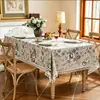 Toalha de Mesa Retangular de Algodão e Linho Estampada com Franjas para Dormitório Tecido de Cobertura Estilo Retrô Pastoral para Mesa de Jantar Tecido de Fundo para Fotografia