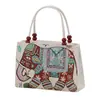 Bolsa de Mão Bordada em Tricô, Bolsa de Lona com Elefante Estilo Étnico para o Dia a Dia, Bolsa Clutch de Grande Capacidade para Mulheres, Cabe Celular, Feita à Mão