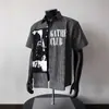 Camisa Estampada de Personaje Mustang Retro Americano Top Casual de Manga Corta Unisex Holgado Tendencia Marca Camisa Color Negro Albaricoque