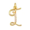 J04 Estilo europeu e americano, zircônia cúbica, pingente de letra, berloque de colar, pingente pequeno, acessório decorativo