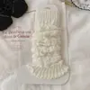 Polainas de Tricô Ruffle Outono Inverno Feminino Moda Outerwear Estilo Escola Japonesa Cor Sólida Versátil Meias para Panturrilha de Menina