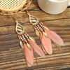 Pendientes de Borla para Turismo Yunnan Dali Lijiang Pendientes Largos Bohemia Distintivos Joyería con Colgante de Hoja para el Cabello