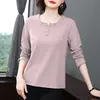 Camiseta de Manga Larga a la Moda para Mujer, Corte Holgado, Nuevo Estilo 2026, Ropa para Mamá de Mediana Edad, Camiseta Básica Rejuvenecedora, Elegante Ropa de Otoño, Ropa Exterior