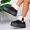 Botas de nieve de invierno para mujer, de felpa, con suela gruesa, botas cortas cálidas antideslizantes de algodón para uso en exteriores, botas cortas de felpa de moda y versátiles