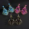Pendientes vintage europeos y americanos de plata con colgantes de gota de agua y flor incrustados de diamantes, pendientes de lujo ligero de alta gama, accesorios de oreja exquisitos y versátiles para mujer