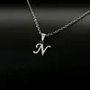 Explotaciones transfronterizas joyería collar de letra de la suerte para mujer acero inoxidable liso 26 letras cadena de clavícula cadena para el cuello