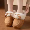 Chinelos de Inverno Grossos com Pelo para Mulheres, Aquecimento Interno, Sapatos de Algodão com Pelúcia Extra, Borlas Fofas, Aumentadores de Altura, Antiderrapantes, Chinelos de Algodão para Casa