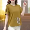 Comercio Exterior Transfronterizo~Camiseta Roja de Manga Corta de Alta Gama para Mujer Nuevo Estilo 2026 Estampado de Letras Asimétrica Adelgazante Casual