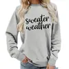 Clima de Suéter Estampado Gola Redonda Tops Femininos Moletom Fornecimento para Exportação Outono e Inverno Solto e Versátil Amazon