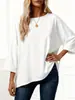 Ropa Cruzada Europea y Americana para Mujer Tallas Grandes Primavera/Verano 2026 Nueva Camiseta de Color Sólido con Cuello Redondo de Corte Holgado y Manga Tres Cuartos Tallas Grandes Cruzada