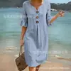 2026 Nuevo Vestido Largo Cruzado de Cuello en V con Volantes y Botones, Vestido Casual de Moda y Único para el Trabajo y el Uso Diario para Mujeres, Estilo Veraniego