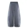 Pantalones de pierna ancha con hoja curva desgastada teñida y pintados con spray estilo páramo para hombre, marca moderna, estampado floral lateral, holgados, casuales, largos