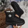 Botas de Algodón Cálido para Mujer Talla Grande Diseño con Cremallera Lateral Punta Redonda Forma de Zapato Holgada Felpa Engrosada Invierno Exterior Zapatos de Algodón para Mujer