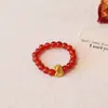 Anillo de Piedra Natural para Mujer, Anillo Elástico de Moda y Único, Anillo para Dedo Índice, Turmalina Estilo Chino, Jade Hetian, Anillo de Perla de Agua Dulce