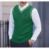 2026 Nuevo Chaleco de Punto Trenzado sin Mangas de Cuello en V para Hombre Otoño/Invierno Transfronterizo Talla Grande Camisa Base Casual