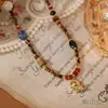 Popular Cadena Doble para Clavícula de Caballo con Piedra Natural Ojo de Tigre y Cuentas de Color Contrastante de Ainibeni, Collar de Moda y Versátil