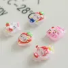 Mini Gatito de Dibujos Animados Accesorios de Resina para Uñas DIY Hielo Transparente Fresa Gatito Accesorios de Uña Portátiles