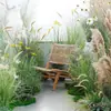 Paisajismo Artificial Verde Estilo Bosque, Grupos Artificiales de Juncos, Montones de Hierba, Decoración de Bonsái, Adornos Florales de Esquina para Interiores