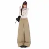 Jeans rectos de cintura alta color café estilo americano para mujer, nuevos, de corte holgado, adelgazantes, de pierna ancha, largos hasta el suelo