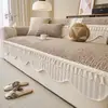 Nuevo estilo cojín de sofá irregular de chenilla, adecuado para todas las estaciones, tela para funda de sofá de línea recta, tacto de alta gama, cojín de asiento antideslizante, estilo crema