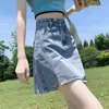 Falda Corta de Mezclilla para Mujer 2025 Verano Moderna Versátil Delgada de Cintura Alta Diseño Petite Falda Media de Línea A Bodycon