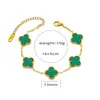 Trevo de quatro folhas Cross-border Cyber Red Plating 18k Dourado Dupla face OL Fritillaria Lucky Four-leaf Clover Pulseira Colar Brincos Anel