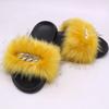 2021 novo comércio exterior transfronteiriço Europa e Estados Unidos primavera e verão pantufas de imitação de pele de raposa com diamantes pele de pele pantufas baixas femininas