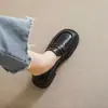 Zapatos de Mujer Talla Grande 35-43, Zapatos Pequeños de Cuero Negro de Cuero Suave Genuino, Nuevos Mocasines Estilo Británico Primavera y Verano Jk, Zapatos Planos