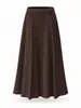 Falda Larga de Invierno Otoño Miyake para Mujer Textura Plisada Corte A Cintura Elástica Color Sólido Holgada Cubre Caderas Falda Plisada Elástica