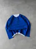 Camiseta de manga larga retro con cuello Henry clásico, diseño de bloque de color otoñal, estilo de dos piezas falso, para pareja
