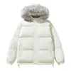 Nova jaqueta de algodão de inverno para homens, peça de outer wear estilo japonês com gola e capuz de pele, espessada para aquecimento, casaco de algodão masculino de corte solto