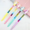 Bolígrafo de firma de unicornio gordo súper lindo y colorido Corea estudiantes creativos palo de hadas de arena movediza puesto de bolígrafo de gel venta al por mayor