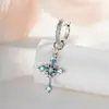Pendientes Minimalistas de Zirconia con Colgante de Cruz Completa de Diamantes, Pendientes de Diseño Único de Nicho