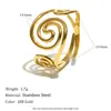 Anillo de Flor Mengjia Venta Caliente Transfronteriza Joyería Acero Inoxidable Chapado en Oro 18K Línea Simple Anillo Abierto Accesorio