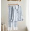 Pijamas de Lujo Ligero para Mujer Primavera y Otoño Manga Larga Cárdigan de Alta Gama Costuras de Encaje Seda de Hielo 2024 Nuevo Conjunto de Ropa para el Hogar