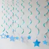 Novo Pingente Espiral Estrela de Cinco Pontas Recortada Azul Noturno Cena de Festa de Aniversário Celebração de Aniversário Decoração de Banquete de Aniversário