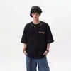 Camiseta de Verano para Hombre Estilo Americano High Street Bordado de Puntos de Colores Cuello Pequeño para Hombres Jóvenes con un Diseño Único y Corte Holgado