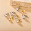 Brincos Jinao joias elegantes de luxo leve pequeno Girassol Diamante zircônia clara brincos de agulha de prata em forma de coração brincos simples para mulheres