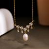 Colar de prata esterlina S925 estilo japonês leve design de nicho de luxo corrente de clavícula estilo retrô colar de pérolas de renda para mulheres