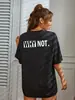 Camiseta Redonda com Estampa de Letras Aliexpress Transfronteiriça, Top Casual de Manga Curta para Primavera e Verão, Roupas Femininas Algodão