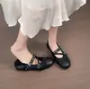 Zapatos Mary Jane Negros de Punta Redonda para Mujer con Correa Cruzada Hebilla Lazo Planos de un Solo Color para Mujer Estilo Francés con Faldas Zapatos Planos de Ballet