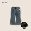 Pantalones de Primavera y Otoño para Niños Bangxuan Estilo Coreano Pantalones Largos con Bordado de Lazo para Niñas Pantalones Acampanados para Bebés Jeans para Niñas