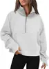 Moletom Esportivo Feminino de Meio Zíper para Outono e Inverno, Cruzamento Europeu e Americano 2025, Blusa de Moletom com Gola Alta em Fleece, Blusa de Moletom